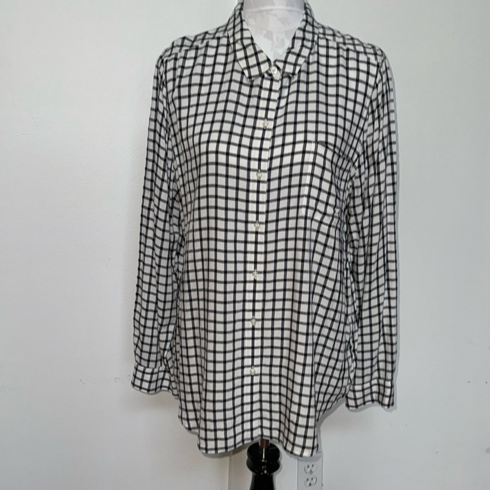 Lucky Brand🍀 Classic One Pocket Button Up Long Sleeve Black/White Check …